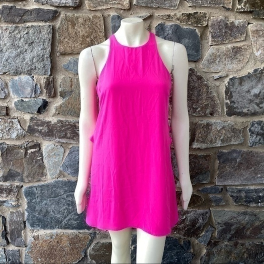 EVERLY ruffle back hot pink dress size small